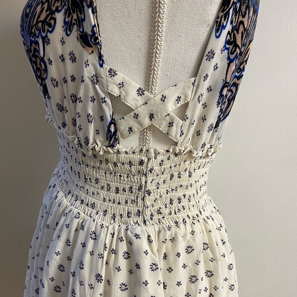 Free people Daria dress mini floral beige sleeveless casual Medium - Picture 12 of 13